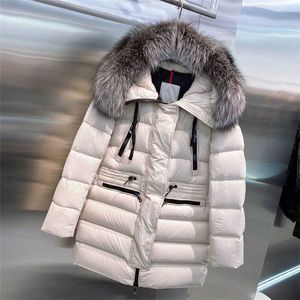 Monclairs Veste Femmes Designer Down Vestes Aphrotiti Mode Col De Fourrure À Capuchon Long Manteau Hiver Épaississement Chaleur Puffer Veste Noir Et Blanc 2 Couleurs