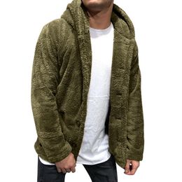 Monerffi Mens Heren Omkeerbare Fleece Hoodie Trui Business Casual Dikke Warm Bont Kraag Winter Faux Biker Coats Winddicht