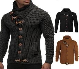 MoneRffi nouveau hommes pull Cardigan manteau marque 2019 automne mode mâle bouton col montant chaud tricoté pull veste grande taille 2848276953