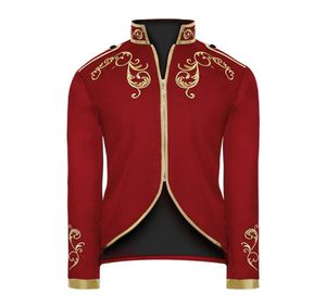 Monerffi Prince Fashion Gold Bordery Bordery For Men Medieval Slim Fit Jacket Stand Collar Traje Traje de ropa macho LJ3225379