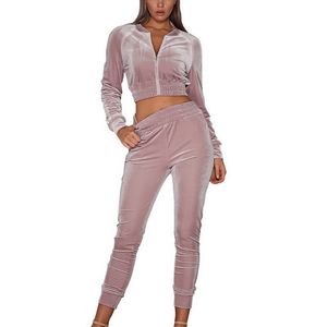 MoneRffi femmes velours deux pièces ensemble printemps automne Sexy 2 pièces survêtement ensembles vêtements de sport Sexy culture manteaux hauts pantalons ensembles