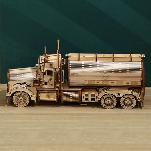 Tirelire haute difficulté camion Puzzle 3D en bois Puzzle bricolage réservoir de carburant tirelire pour adultes enfants cadeau 220715