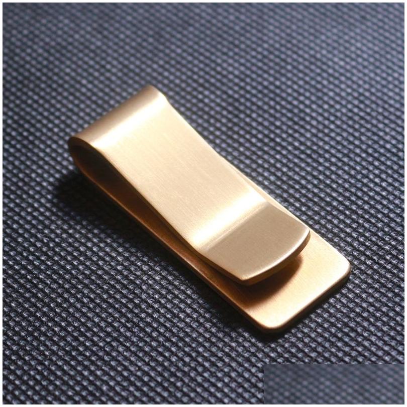マネークリップ100PCSブラスウォレットメタルクリップステンレス鋼スリム紙変更名カードクレジットホルダークランプ純粋な銅ドロップ配信dhfun