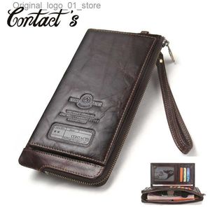 Money Clips 2022 Men Wallet Clutch Genuine Leather Brand Rfid Wallet Male Organizer Cell Phone Clutch Bag Long Coin Purse Free Engrave Q231213