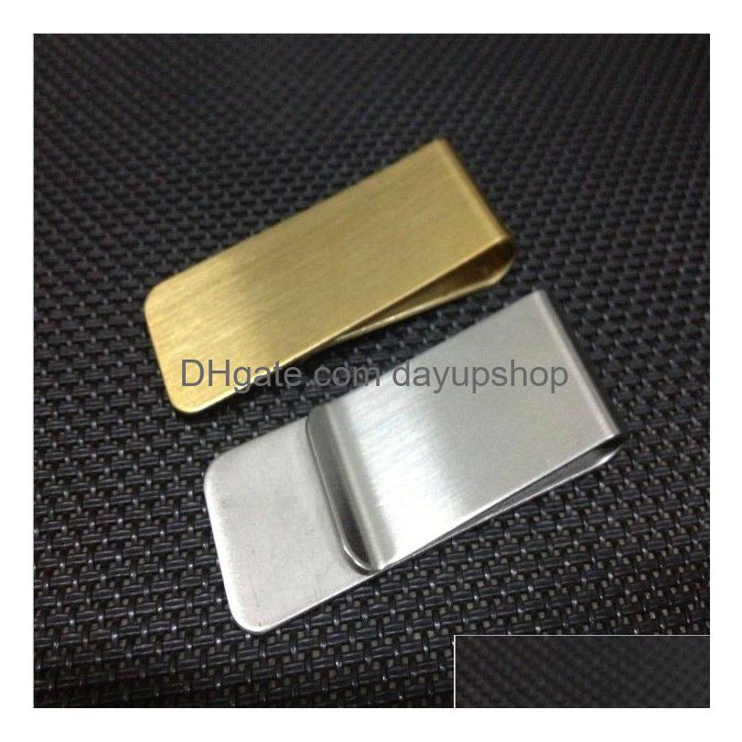 Money Clips 500Pcs Stainless Steel Brass Clipper Slim Wallet Clip Clamp Card Holder Credit Name Drop Delivery Jewelry Dhxqb