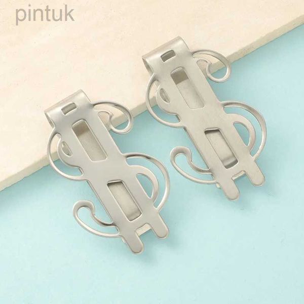 Clips de dinero de moda símbolo de dinero acero inoxidable clip creative bill creative banknote clip regalo al por mayor 240408