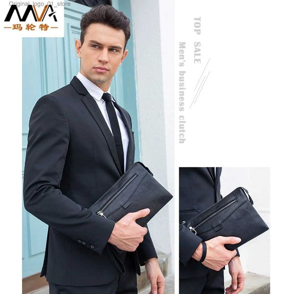 Clips de dinero Bolsa de hombre de piel de vaca de primera capa para hombre Cuadrado horizontal Viajes de negocios Cartera para hombre Correa de muñeca japonesa y coreana Bolsa de hombre Q231213