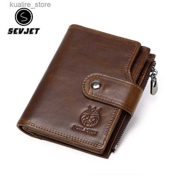 Pinces à billets Portefeuille court en cuir véritable pour hommes Hasp Money Clip Rfid Bifold coin pour hommes porte-carte de crédit pochette sac d'argent JYY927 L240402