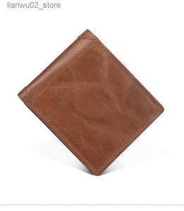 Pinces à billets portefeuille en cuir véritable hommes mince RFID sac à main porte-carte poche à monnaie ID fenêtre portefeuilles minimalistes Q230921