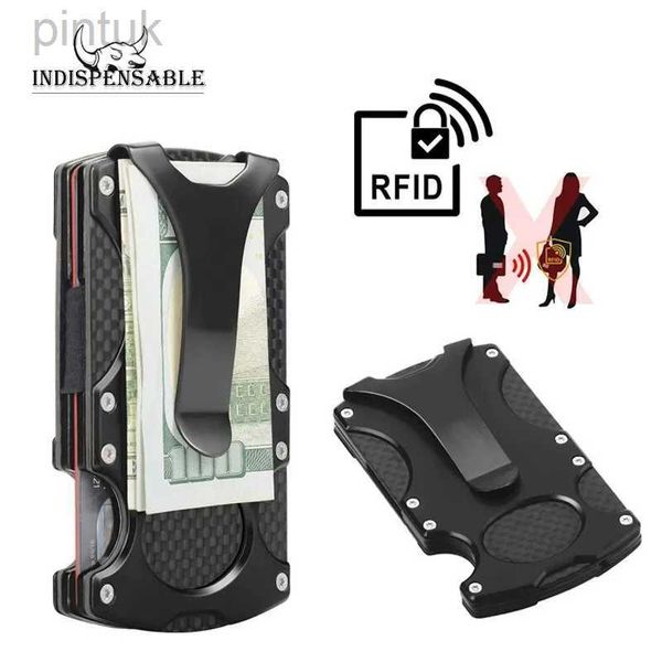 Clips d'argent indispensables de nouveaux hommes Cas de carte de crédit mince support de carte de crédit en aluminium mini RFID Antift Protection Metal Money Clip mâle 240408