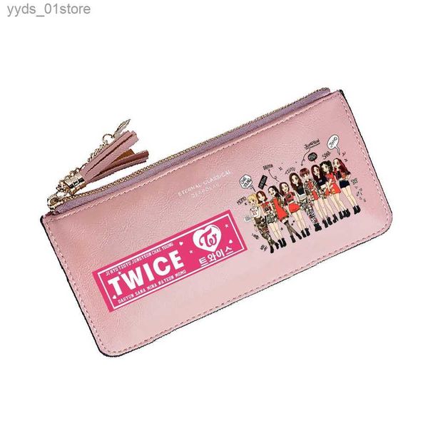 Clips de dinero Kpop Twice Mujeres Carteras largas de cambio Grandes titulares de tarjetas de identificación Niñas Carteras lindas Monedas rosadas Bolsillos Kaii Teléfono Cltuch L240306