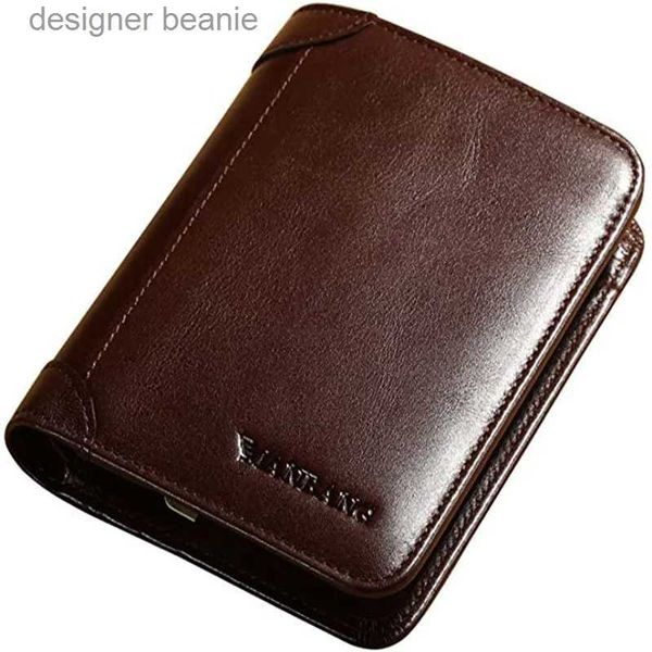 Pinces à billets Manbang portefeuilles pour hommes RFID portefeuilles à trois volets en cuir véritable pour hommes avec fenêtre d'identification et porte-carte de crédit L231117