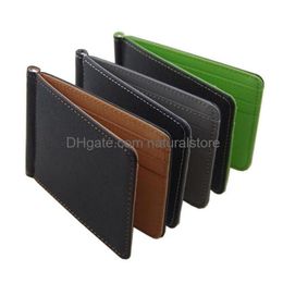 Geld Clips Nieuwe Men Leather Solid Metal ID Creditcard Wallets portemonnees Holder Clip Drop Delivery Sieraden DHHMW