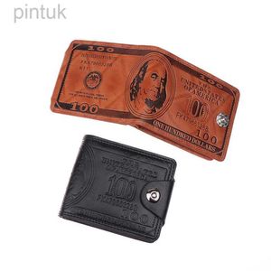 Clips d'argent Nouveau porte-carte d'identité Men Short Male Small Money Clips Gravure Fashion grande capacité 240408