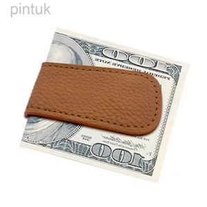 Clips de dinero PU Leather Magnetic Money Clip Multifuncional Titular de tarjetas de presentación portátiles Slim Unisex Passport Cover Mini Retro Pocket 240408