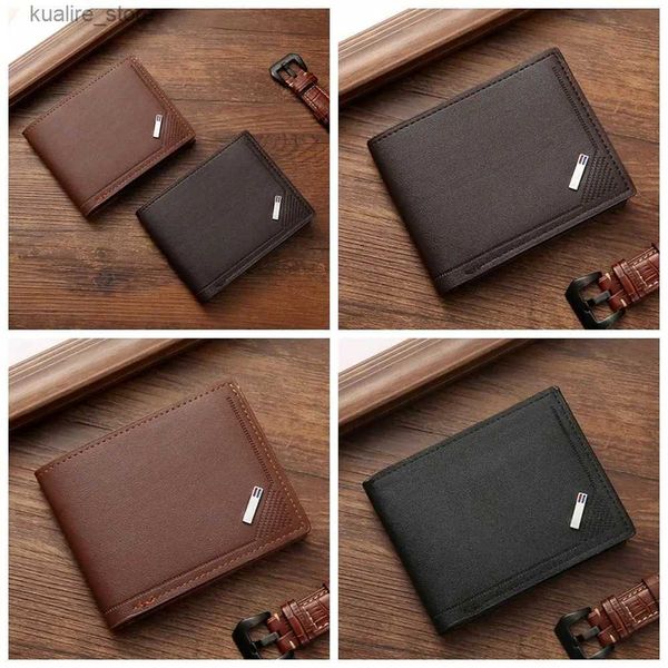 Money Clips Portefeuille court en cuir PU pour hommes avec plusieurs positions souples portefeuille en cuir mince pour hommes style coréen poche pour pièces de monnaie pour faire du shopping L240402