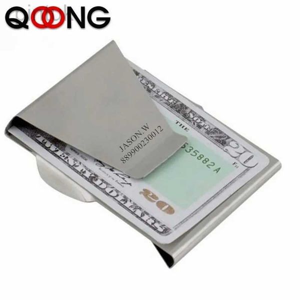 Clips de dinero Qoong letras personalizadas de acero inoxidable clip de dinero de dinero tarjetas de crédito en efectivo titular de la abrazadera de abrazadera 240408