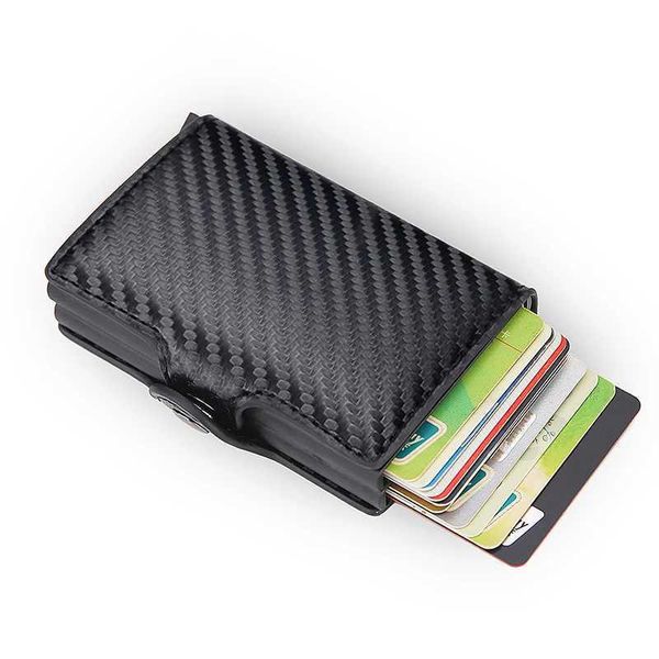 Clips d'argent RFID Blocking Protection Men ID Carte de crédit Carte de crédit Portefeuille en cuir en cuir en aluminium Busine Bank Card Creditcard Card Holder Y240422