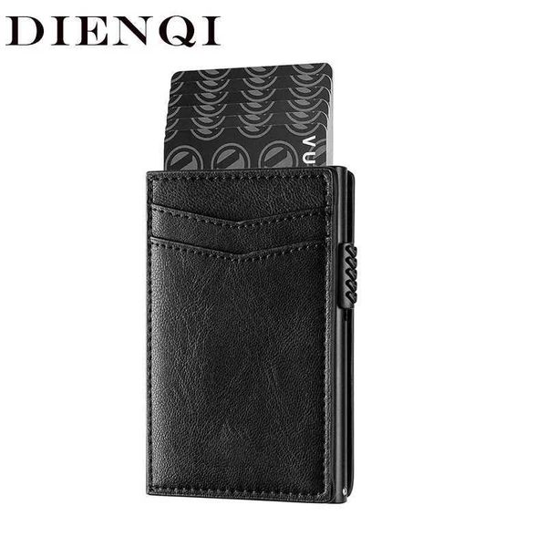 Clips d'argent RFID Microfibre en cuir de crédit Carte de carte Men Portefeuille noir mince mince Banque Card Holder Smart Minimalic Wallet Porte Carte Y240422