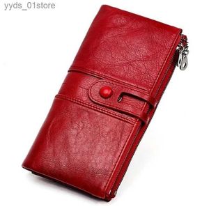 Pinces à billets RFID portefeuille femmes moraillon fermeture éclair Walets en cuir véritable support pour téléphone femme portefeuille longue femmes portefeuilles dames pochette Coin wallet L240306