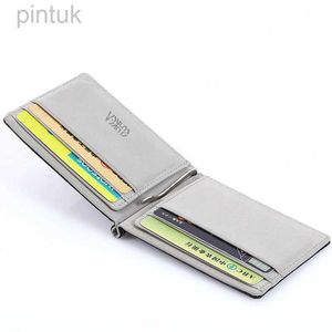 Clips d'argent Slim PU Leather Clip Money Card Holder Dollar Clips Mens Business Credit Card Solt Coin Case for Cash 240408