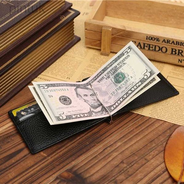 Clips d'argent Ultra-Thin Metal Clip Tard Carte Mens Mens Ticket Clip Ticket First Caler Cowhide Dollar Pouch pour voyager Outdoor 240408