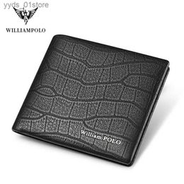 Pinces à billets WILLIAMPOLO % portefeuille en cuir véritable hommes motif Crocodile hommes portefeuille porte-cartes véritable portefeuilles en peau de vache pour homme L240306