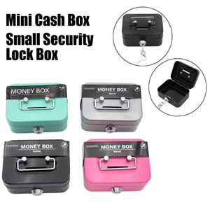 Boîte à sécurité en argent Mini Cash Metal Key Bank Small Security Lock Portable Sturdy Lockable Coin Boxes For Kids Adults 240518