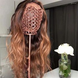 Mongolië Ombre Aardbei Bruin Golvend Full Lace Menselijk Haar Pruiken Preplucked Haarlijn 360 Frontale Lijmloze Blonde 5x5 Sluiting