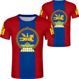 Mongolie T-shirt nom numéro Mng pays collège texte Image vêtements bricolage drapeau personnalisé Mn mongol mongol 220615