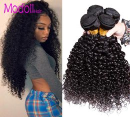 Mongol Afro Kinky Curly Hair Bundles 100 Poules à cheveux humains 4 ou 3 paquets affaire des cheveux bouclés Remy Weave5308334