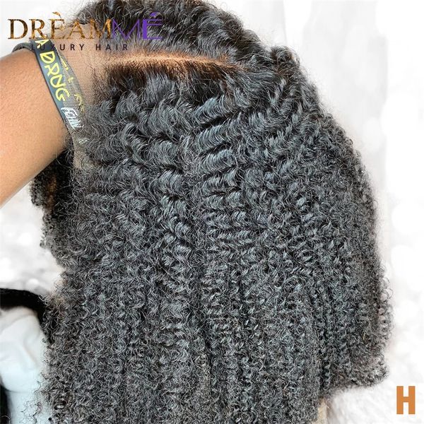 Mongol Afro Kinky Curly Lace Front perruque de cheveux humains ligne naturelle 13x4 perruques synthétiques courtes avec des cheveux de bébé pour femme noire