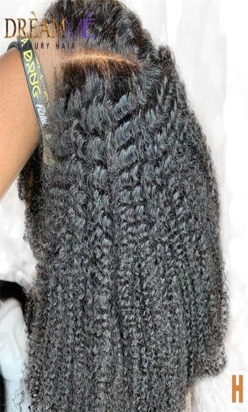 Perruque de cheveux humains mongole Afro Kinky Curly Lace Front ligne naturelle 13x4 perruques synthétiques courtes avec des cheveux de bébé pour femme noire 1149325