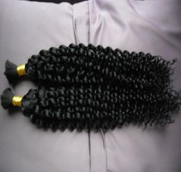 Mongolian Afro Kinky Curly sin trama de cabello humano a granel para trenzar 100g Kinky Curly Mongolian Bulk Hair 1pcs Cabello trenzado humano Bulk9727497