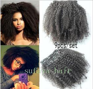 Mongoolse clip in hair extensions menselijk maagdelijk remy haar onbewerkt natuurlijk zwart haarproduct 9 stuks een set 100g menselijk haarwit7155245