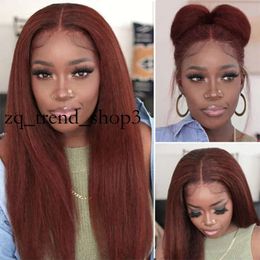 Mongools haar Zwart Kinky Rechte pruiken voor zwarte vrouwen Glueless Human Hair Wig Yaki HD Transparant Glueless Full Lace Front Wig voorgeplukt 28