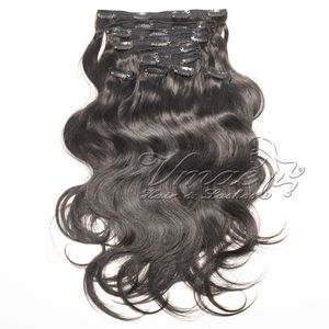 VMAE MONGOLIAN NATUURLIJKE BLACK PERUVIAN 120G BODY WAVE Soft Touch No Tangle Cuticle Early Virgin Menselijk Hair Extensions Clip In