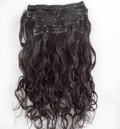 Extensiones de cabello virgen humano mongol 9 piezas clip en cabello rizado marrón oscuro color negro natural7455263