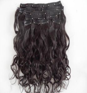 Extensions de cheveux humains vierges mongols 9 pièces clip dans les cheveux bouclés brun foncé couleur noir naturel 7455263