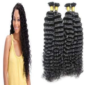 Cabello rizado mongol rizado 200g Queratina Human Fusion Hair Nail U Tip 100% Remy Extensiones de cabello humano