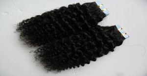 Mongoolse Kinky Krullend Haar 40 stks Huid Inslag Lijm Haar Geen Remy Tape In Human Hair Extensions 40gpac 100G1296056