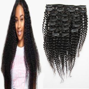 Cheveux bouclés crépus mongols 4a / 4b / 4c Afro Kinky Curly Clip In Hair Extensions 120g Couleur Naturelle crépus bouclés clip ins 10pcs