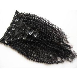 Mongoolse kinky krullende haarclip in 100g Mongoolse kinky krullende clip in haarextensies 7pcs clip in menselijke haarextensies