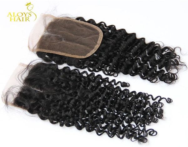 Mongol Kinky Curly Lace Closure Middle Part Taille 4X4quot Grade 6A Afro Kinky Curly Virgin Human Hair Lace Top Closures L8736409