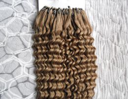 Mongol Curly Micro Micro Loop Ring Hair Extensions 100g LOOP MICRO RING HEIR 1GS 100GPACK 100 Micro-perles Human Links Remy HA4284619