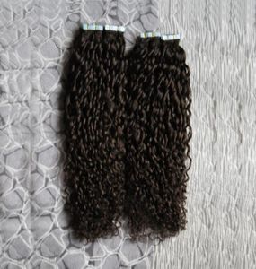 Mongoolse kinky krullend tape in human hair extensions 200g 80 stuks afro kinky krullend haar huid inslag naadloze hair extensions7482795