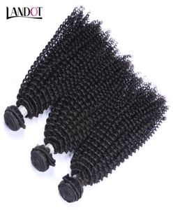 Mongolian Kinky Curly Virgin Hair 3 Pieces sin procesar Mongolian Curly Human Weave Bundles Afro Kinky Curly Hair Natural Colo6199200