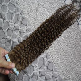Mongoolse kinky krullend maagd haar huid inslagband haarextensions 100g 40pcs / pack tape in human hair extensions