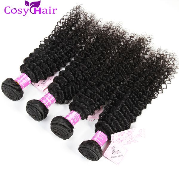 Mongol Kinky Curly Virgin Human Hair Weave 4 Bundles Sin procesar 8A Jerry Curl Remy Extensiones de cabello Color natural Dyeable Doble trama