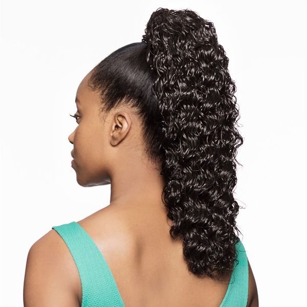 Mongol Natural Negro Afro Rizado 10 a 22 Pulgadas 120g Clips de Armadura de Cabello Humano En Banda Elástica Corbatas Cordón coletas Para Mujeres Negras